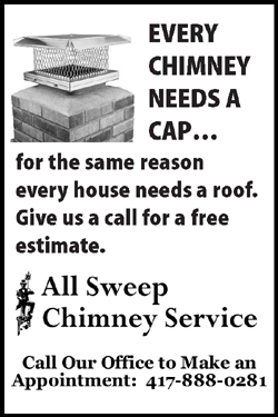 Chimneys need Caps - Call All Sweep Chimney Service - Springfield Missouri - 417-888-0281